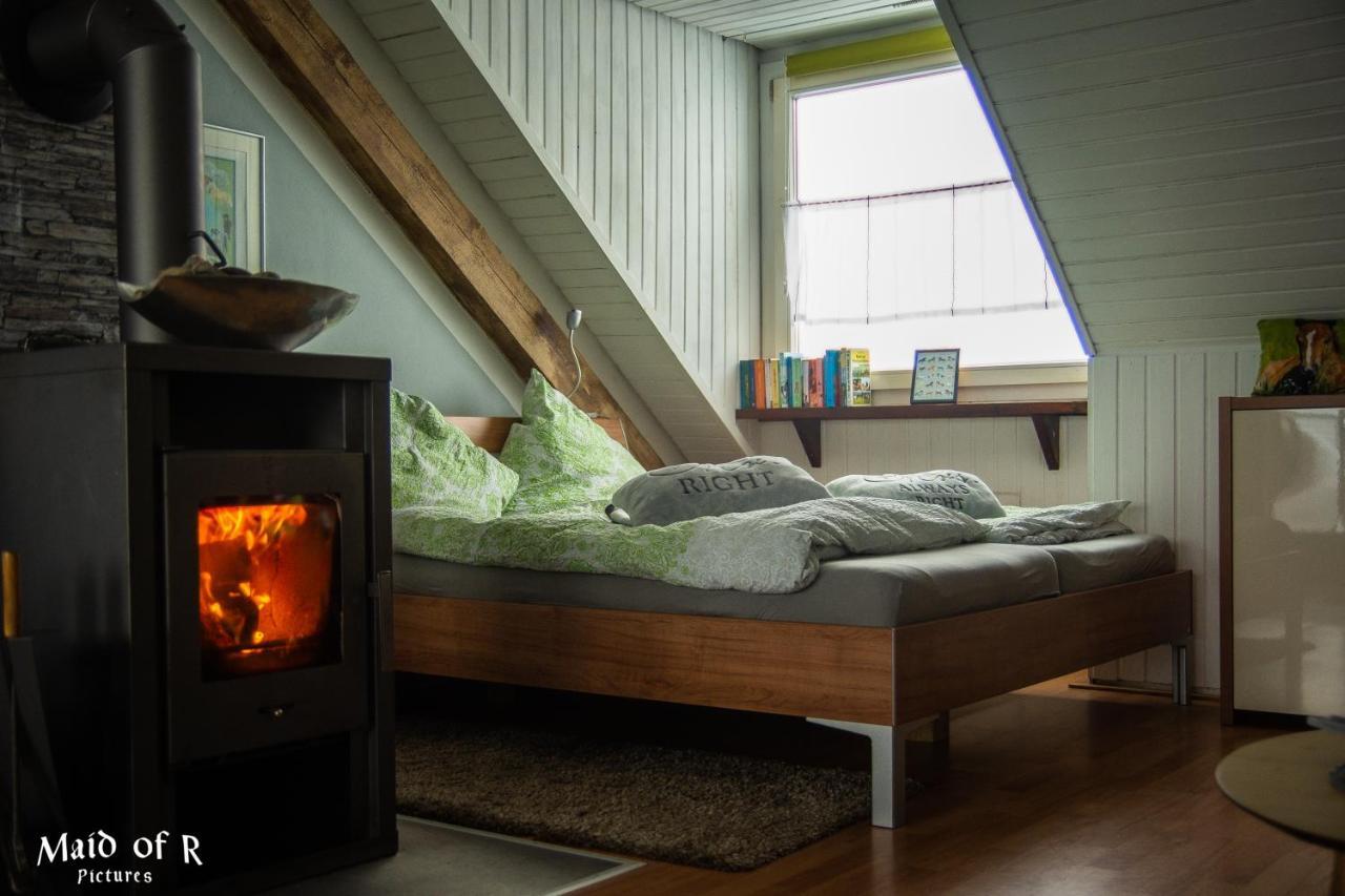 Hof Vierzehnender Im Hohen Venn - 70Qm Fachwerk-Studio - Grosses Wohn-Schlafzimmer Mit Dachterrasse Und Kaminofen - Separate Kueche - Perfekt Fuer Paare - Monschau - Eifel - Hunde Willkommen - Islandpferde المظهر الخارجي الصورة